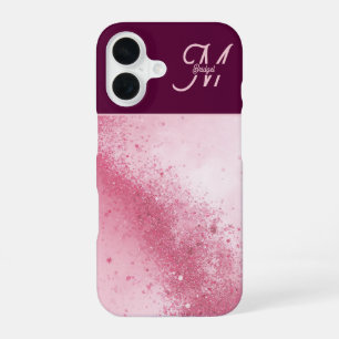Girlie Pink Feminine abstract marble Sparkle Dust iPhone 16 Case