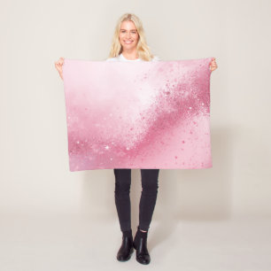 Girlie Pink Feminine abstract Sparkle Dust Fleece Blanket