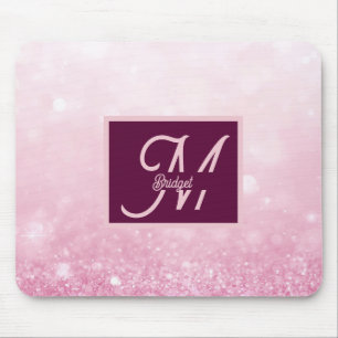 Girlie Pink Feminine Glitter Abstract gradient  Mouse Mat