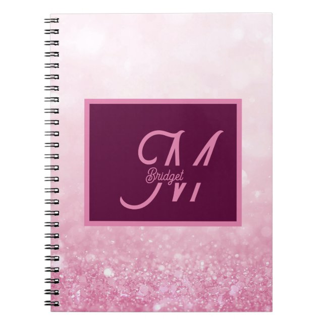 Girlie Pink Feminine Glitter Abstract gradient  Notebook (Front)