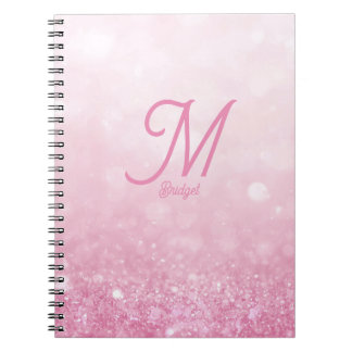Girlie Pink Feminine Glitter Abstract gradient  Notebook