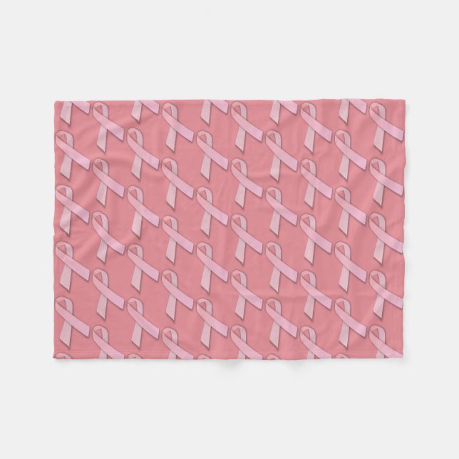Girlie Pink Ribbons Tiled Pattern Fleece Blanket (Front (Horizontal))