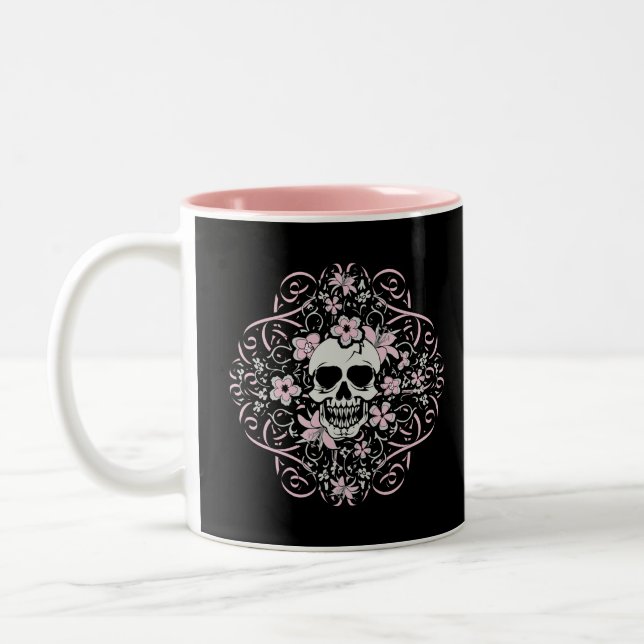 Girlie Vintage Skull Two-Tone Coffee Mug (Left)
