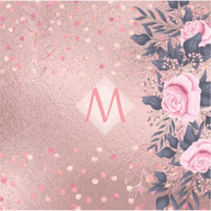 Girliest Ever ROSEGOLD Blue Pink Floral MONOGRAM