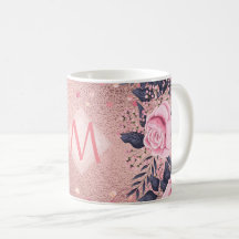 Girliest Ever ROSEGOLD Blue Pink Floral MONOGRAM