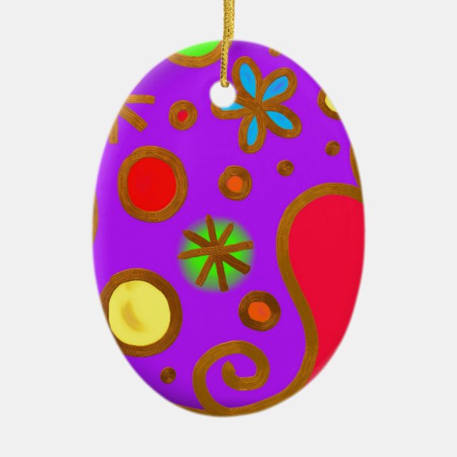 Girlish Painted Colourful Purple Red Ceramic Tree Decoration (Front)