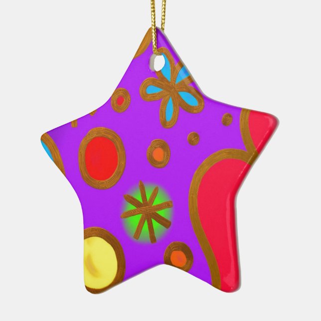 Girlish Painted Colourful Purple Red Ceramic Tree Decoration (Left)