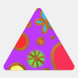 Girlish Painted Colourful Purple Red Triangle Sticker