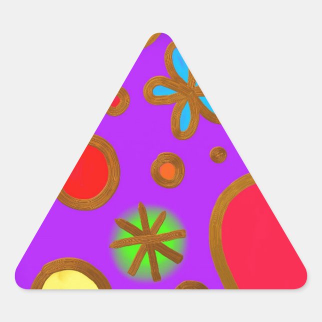 Girlish Painted Colourful Purple Red Triangle Sticker (Front)