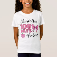 Girls 100 Days of School Pink Pencil Bow