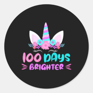 Girls 100th Day Of School Days Of School Brighter Classic Round Sticker