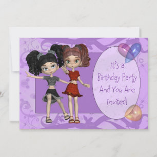 Girls 10th Birthday Party Invitation, Purple Invitation