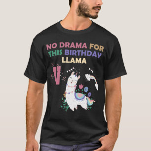 Girls 11 Year Old 11th Llama Birthday No Drama Bir T-Shirt