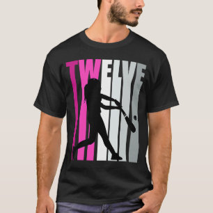 Girls 12th Baseball Birthday Pink Softball Queen B T-Shirt