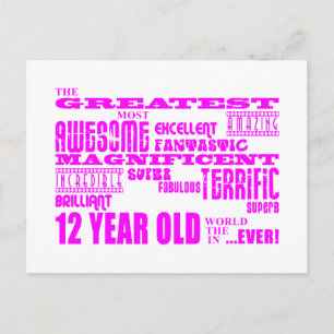 Girls 12th Birthdays : Pink Greatest 12 Year Old Postcard