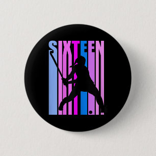 Girls 16th Birthday Field Hockey Player Sports Gir 6 Cm Round Badge