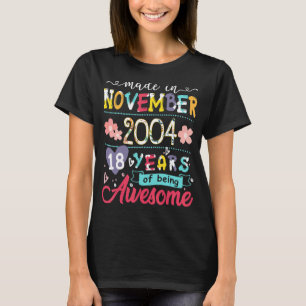 Girls 18th Birthday Floral Gift for Girls Born in T-Shirt