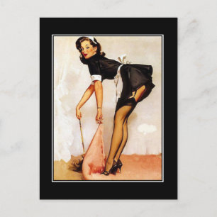 Girls 1950's Pin-up Girl Postcard