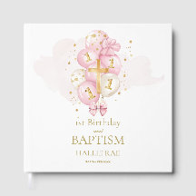 Girls 1st Birthday & Baptism Keepsake Guest Book
