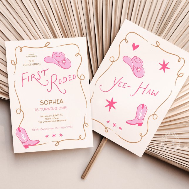Girls 1st Birthday Cowgirl First Rodeo Invite ( Girls 1st Birthday Cowgirl First Rodeo Invite)