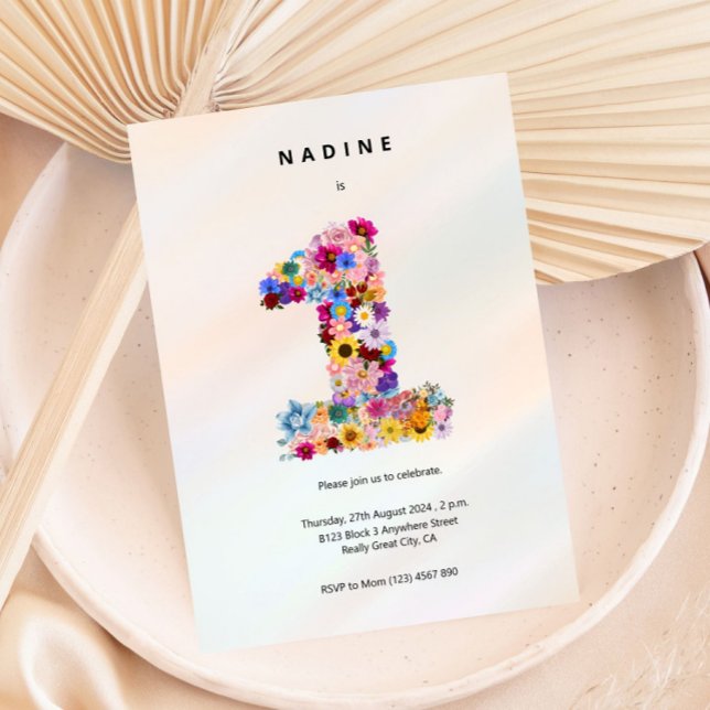 Girls 1st Birthday First Birthday Floral Party Invitation (Creator Uploaded)