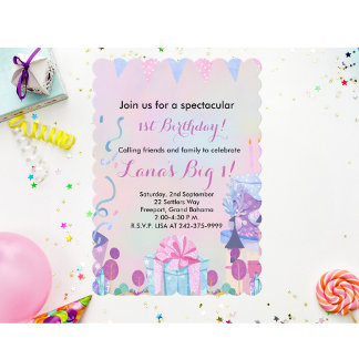Girls 1st Birthday Invitation