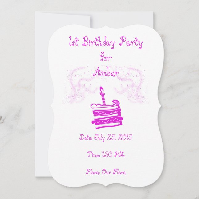 Girl's 1st Birthday Party Invitation (Front)