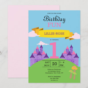 Girls 1st Birthday Pink Party Invitation