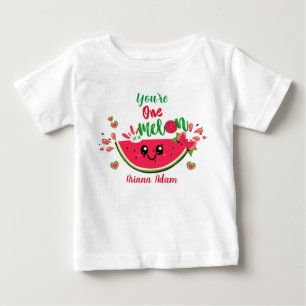  Girl's 1st Birthday Watermelon One In A Melon  Baby T-Shirt