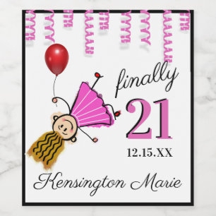 Girl's 21st Birthday Party Champagne or Wine Label