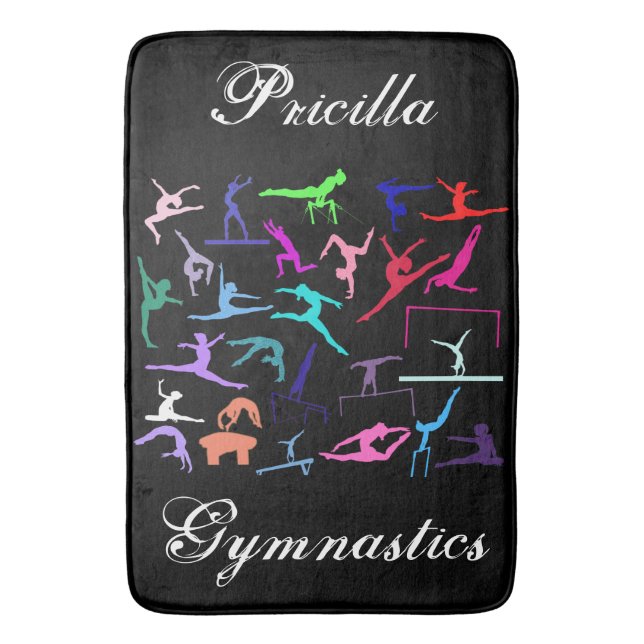 Girls 25 Gymnastics Poses Personalised      Bath Mat (Front Vertical)