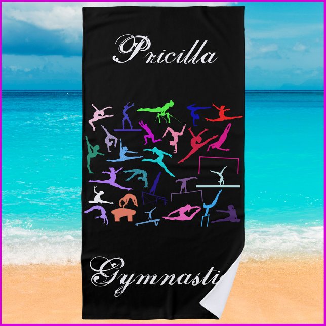Girls 25 Gymnastics Poses Personalised   Beach Towel (Creator Uploaded)