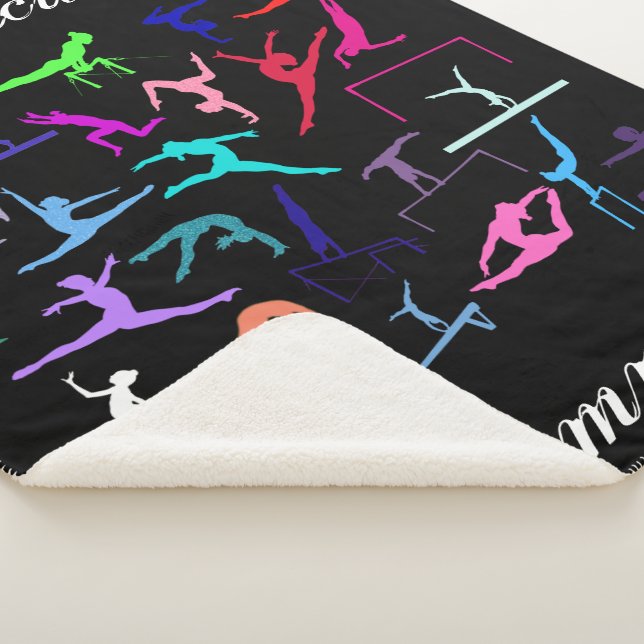 Girls 25 Gymnastics Poses Personalised  Sherpa Blanket (3/4)