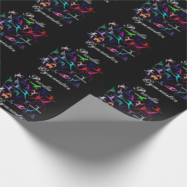 Girls 25 Gymnastics Poses Personalised   Wrapping Paper (Corner)