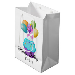 girls 2ND Birthday cupcake add name Medium Gift Bag