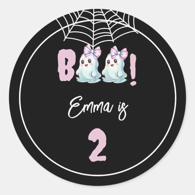 Girls 2nd Birthday Halloween Party Sticker (Front)