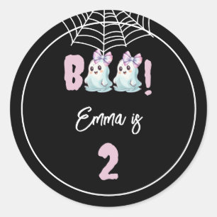 Girls 2nd Birthday Halloween Party Sticker
