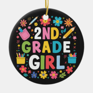 Girls 2nd Grade Girl Second Grade Back To School Ceramic Tree Decoration