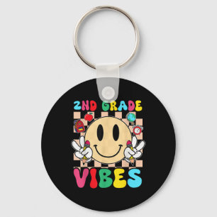Girls 2nd Grade Vibes Smile Face Back To School Se Key Ring