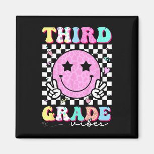 Girls 3rd Grade Vibes Smile Face Back To School Bo Magnet