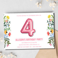 Girls 4th Balloon Birthday Party