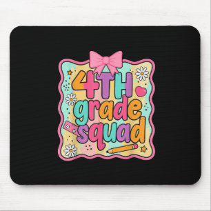 Girls 4th Grade Squad Coquette Preppy Back To Scho Mouse Mat