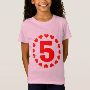 Girls 5th Birthday shirt   number five with hearts