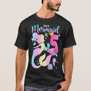 Girls 5th Birthday This Mermaid Is 5 Years Old Kid T-Shirt