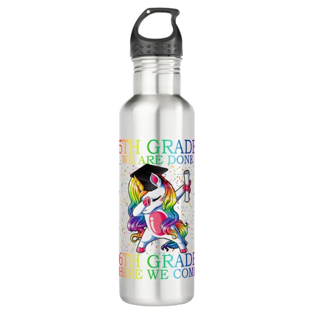 Girls 5th Grade Graduation Magical Unicorn Gift 710 Ml Water Bottle (Front)