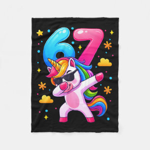Girls 6 7 Unicorn Dab Number 67 Six Seven Meme You Fleece Blanket