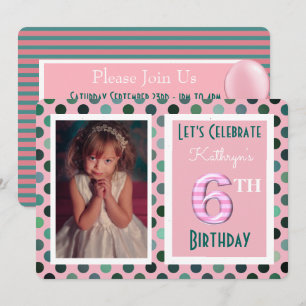 Girls 6th Birthday Party Invitation