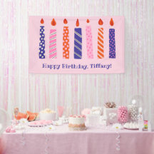 Girl's 7th Birthday 7 Pink, Purple Candles Party