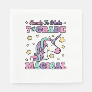 Girls 7th Grade Back To School Magical Unicorn Gif Napkin