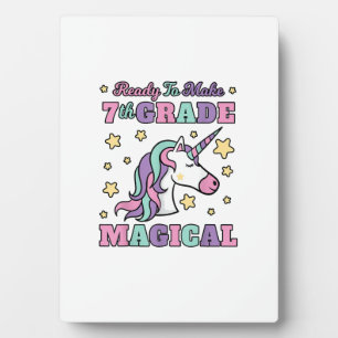 Girls 7th Grade Back To School Magical Unicorn Gif Plaque